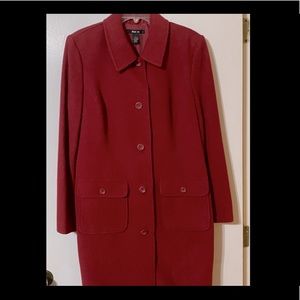 Textured Wool-blend Red Peacoat